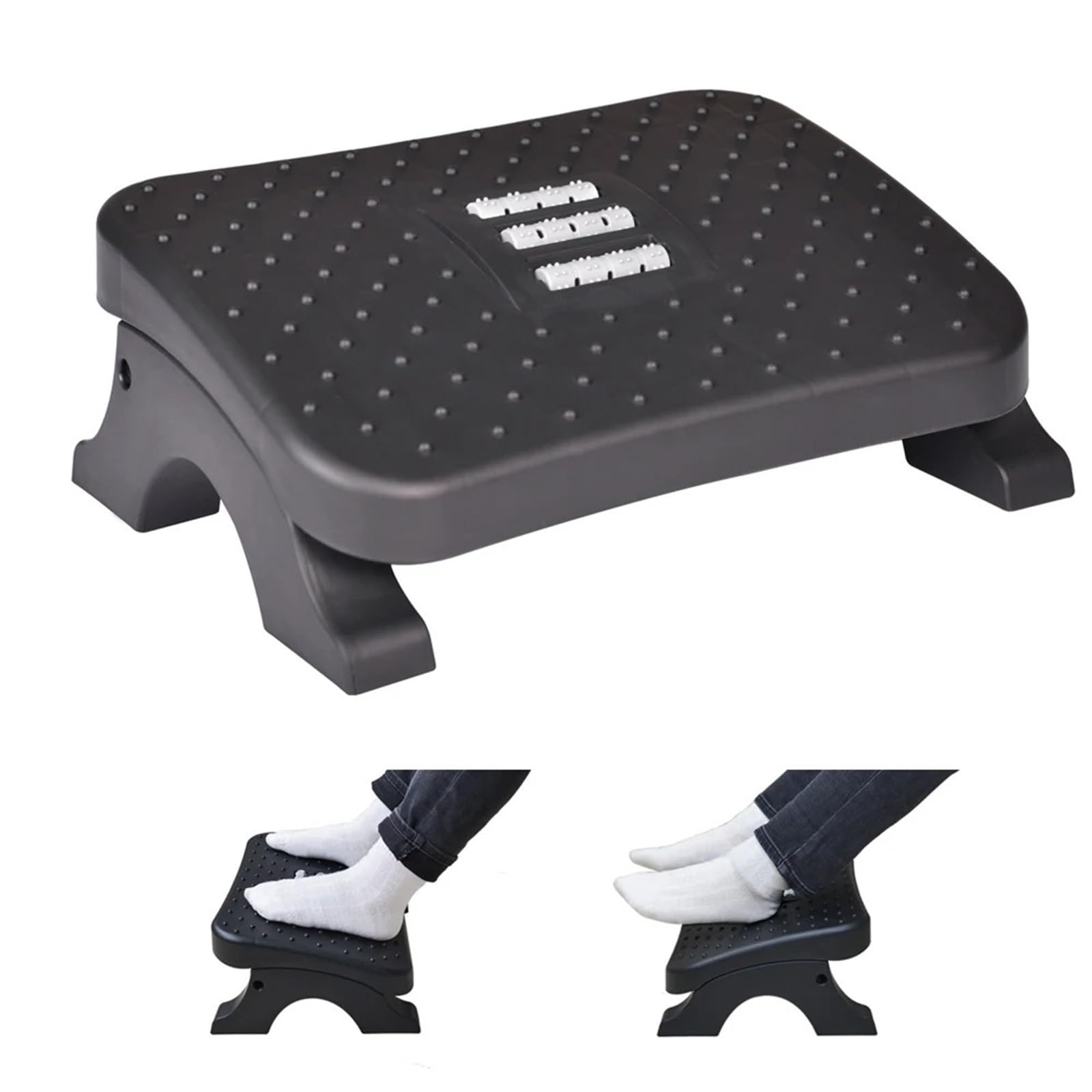Schreibtisch-Fußstütze Fußstütze for unter den Schreibtisch, ergonomischer Fußhocker mit Massagerollen, maximale Belastung 120 Pfund, Beinstütze for