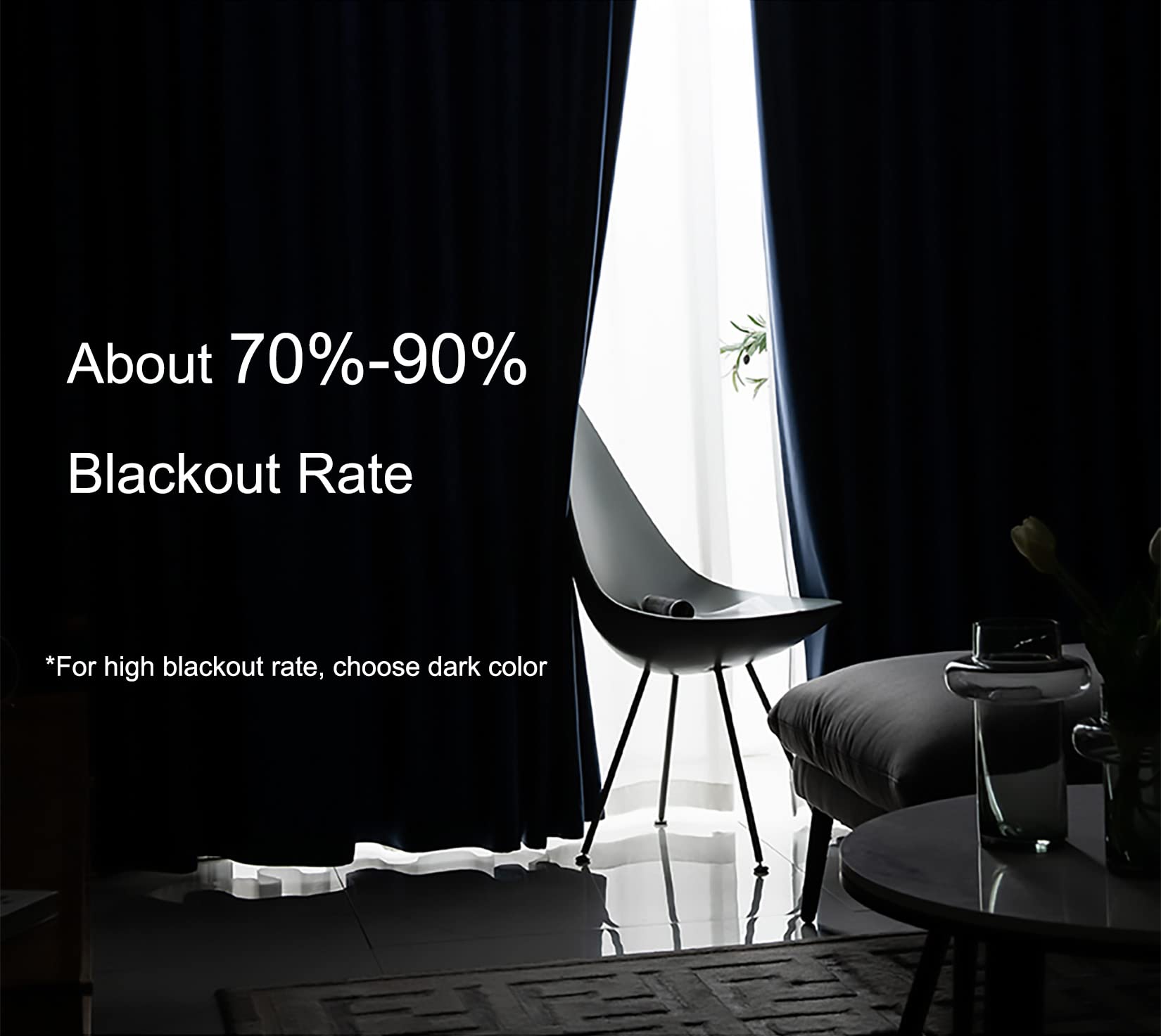 HLC.ME - Tenda oscurante completamente oscurante per finestra con occhielli, a risparmio energetico e insonorizzata, ideale per soggiorno e camera da letto, set da 2 moderno 50 W x 72 L Grigio