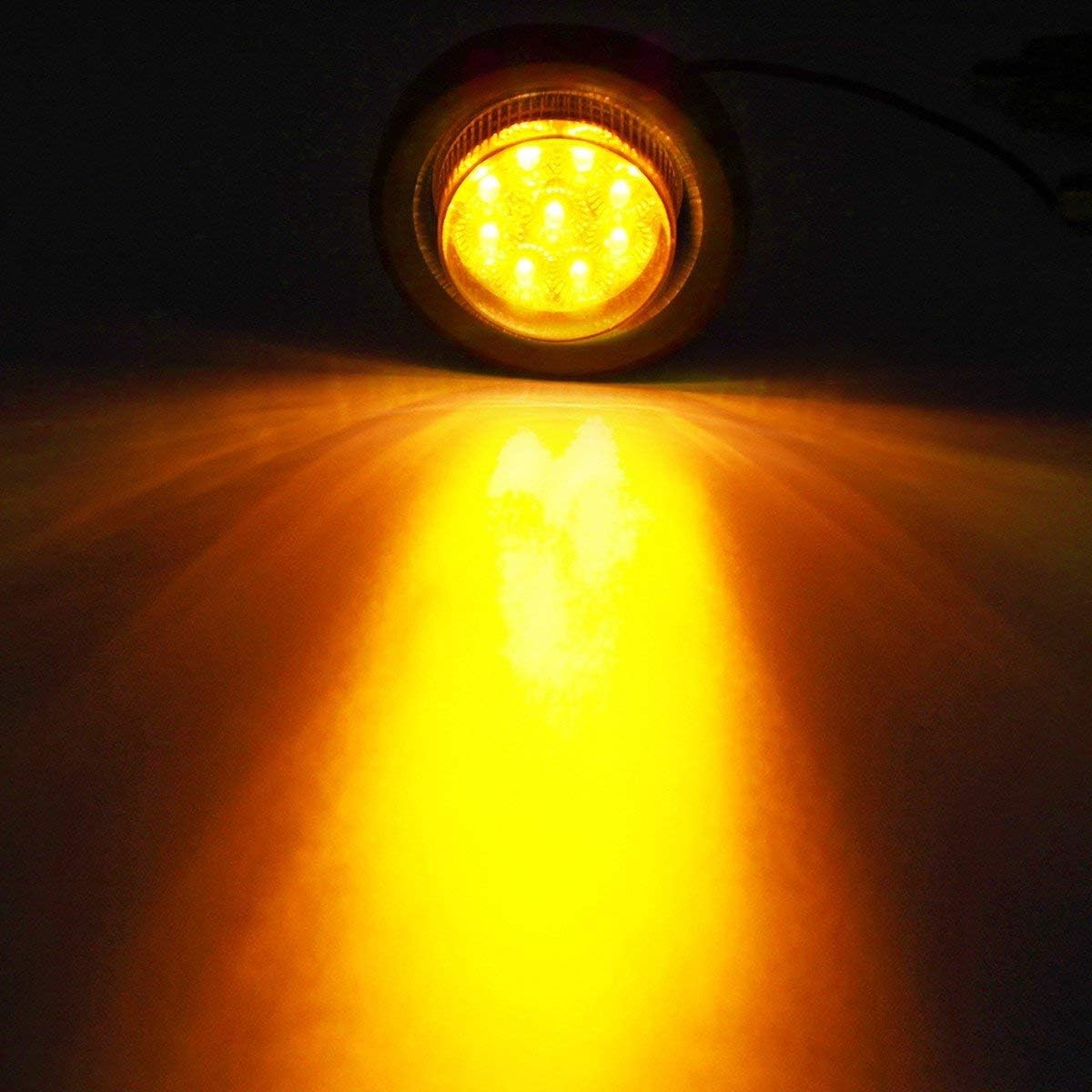 Partsam 4Pcs 2" Round LED Trailer Marker Lights, 9 Diodes Clear Lens w/Reflectors, Amber & Red, Waterproof, DOT Approved