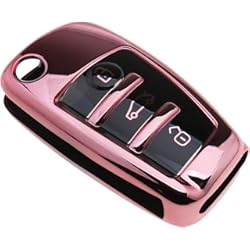 Funda Llave Audi A1 eMagTech Funda Protectora para Llave de Coche Suave TPU 3 Botones Rosa Compatible con Audi A1 A3 A4 A6 Q3 Q5 Q7 S3 R8 TT