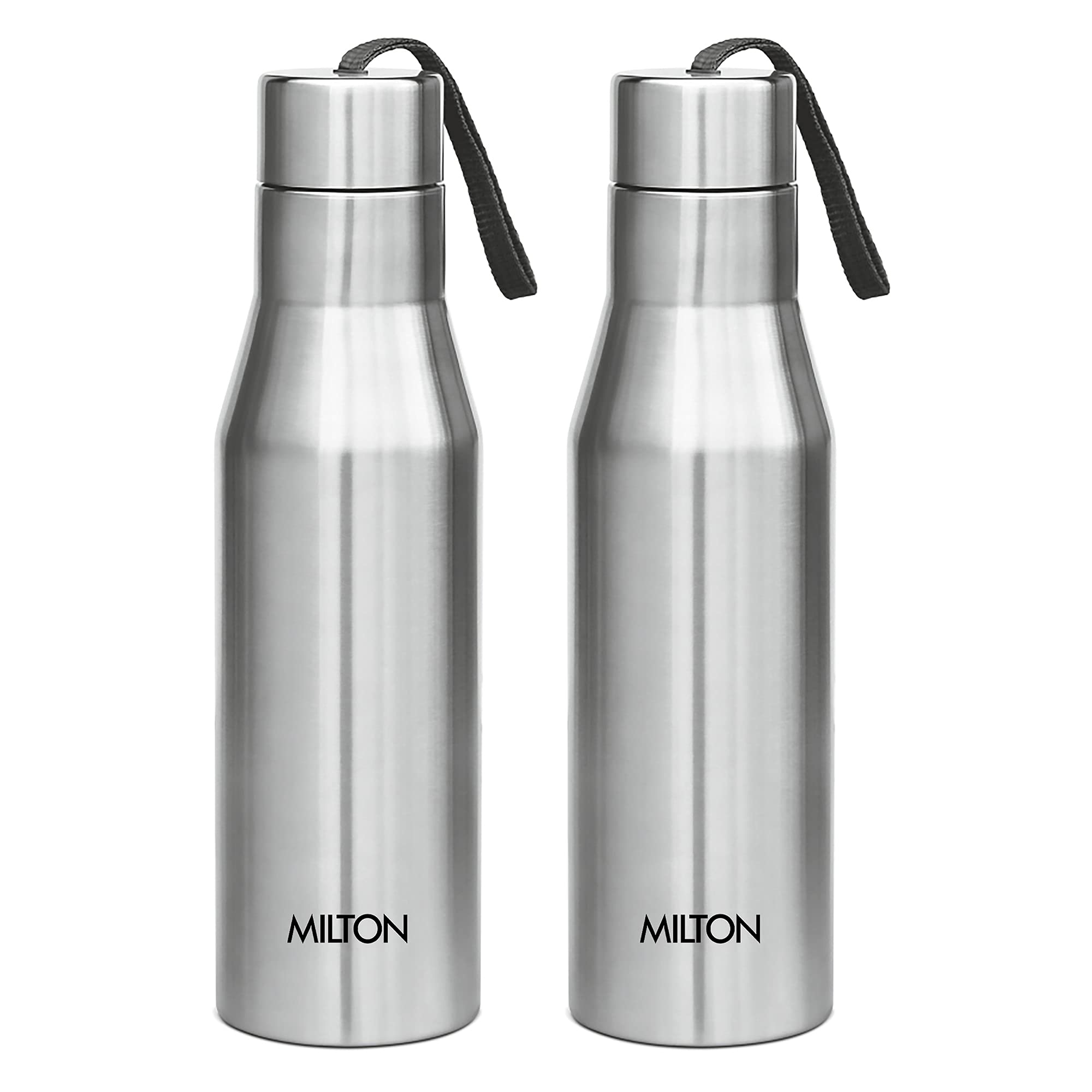 MILTON Super 750 Single Wall Stainless Steel Bottle, Set of 2, 650 ml Each, Silver | 100% Leak Proof | Office Bottle | Gym Bottle | Home | Kitchen | Hiking