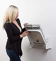 Vista 9 de MYOYAY Tabla de planchar montada en la pared de 12 x 37 pulgadas, ahorro de espacio, tabla de planchar plegable de 180° con cubierta resistente al