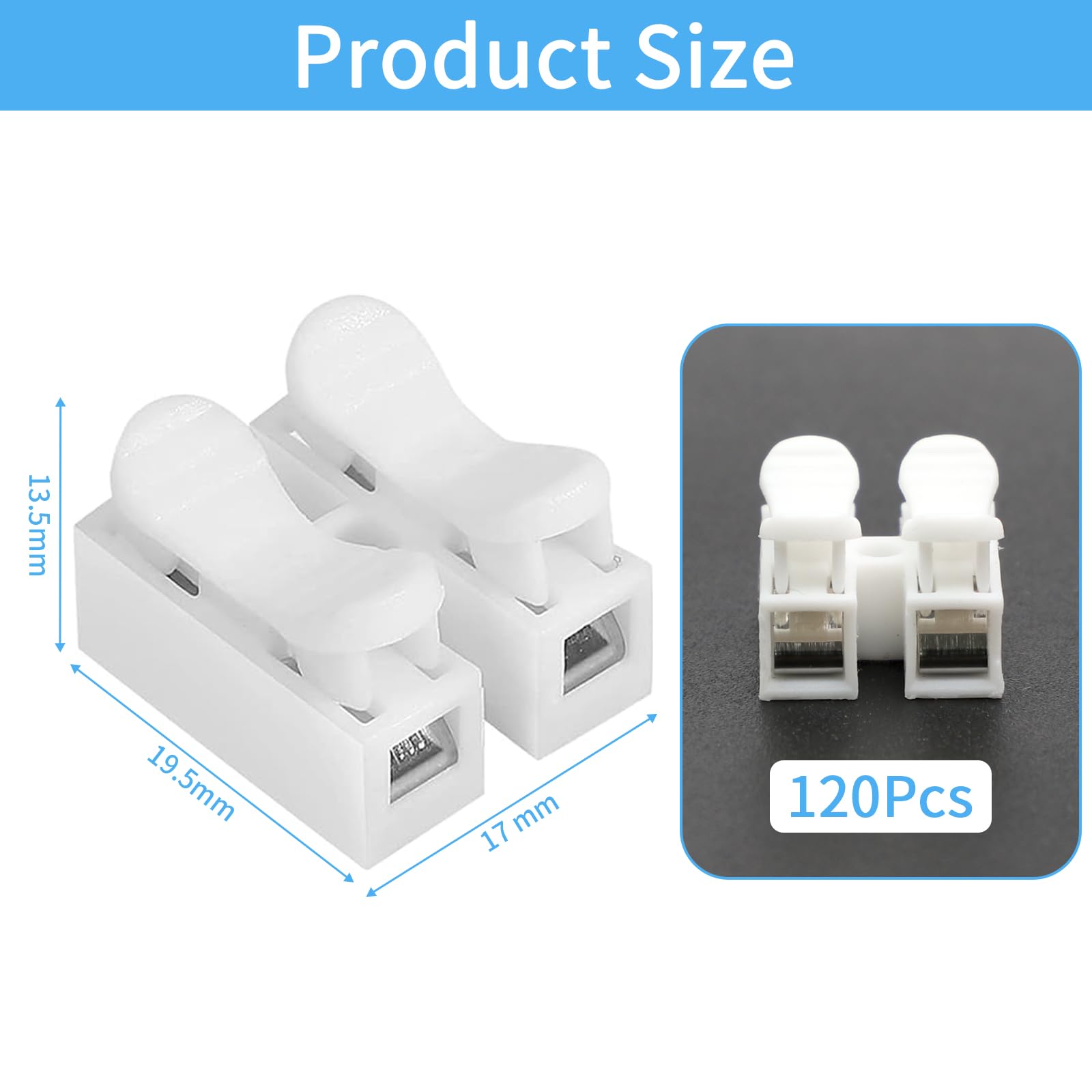 120 Pcs CH2 Quick Connectors, Electrical Wire Connectors Push Fit, Spring Terminal Block, Electrical Connectors Block - Image 2