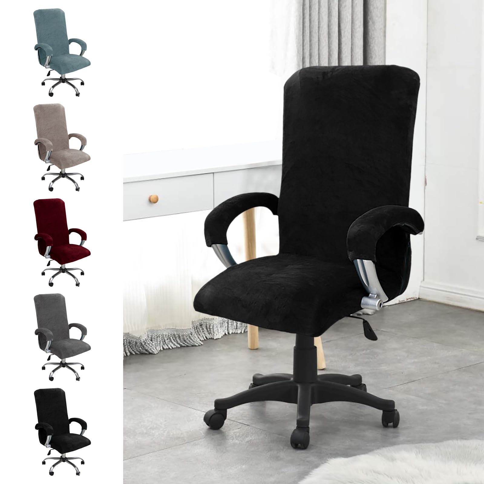 YushengTai Office Chair Cover, Velvet with Armrest, Office Chair Seat Cover, High Backrest, Gaming Chair Cover, for Chairs with Armrests, Removable, Stretchable