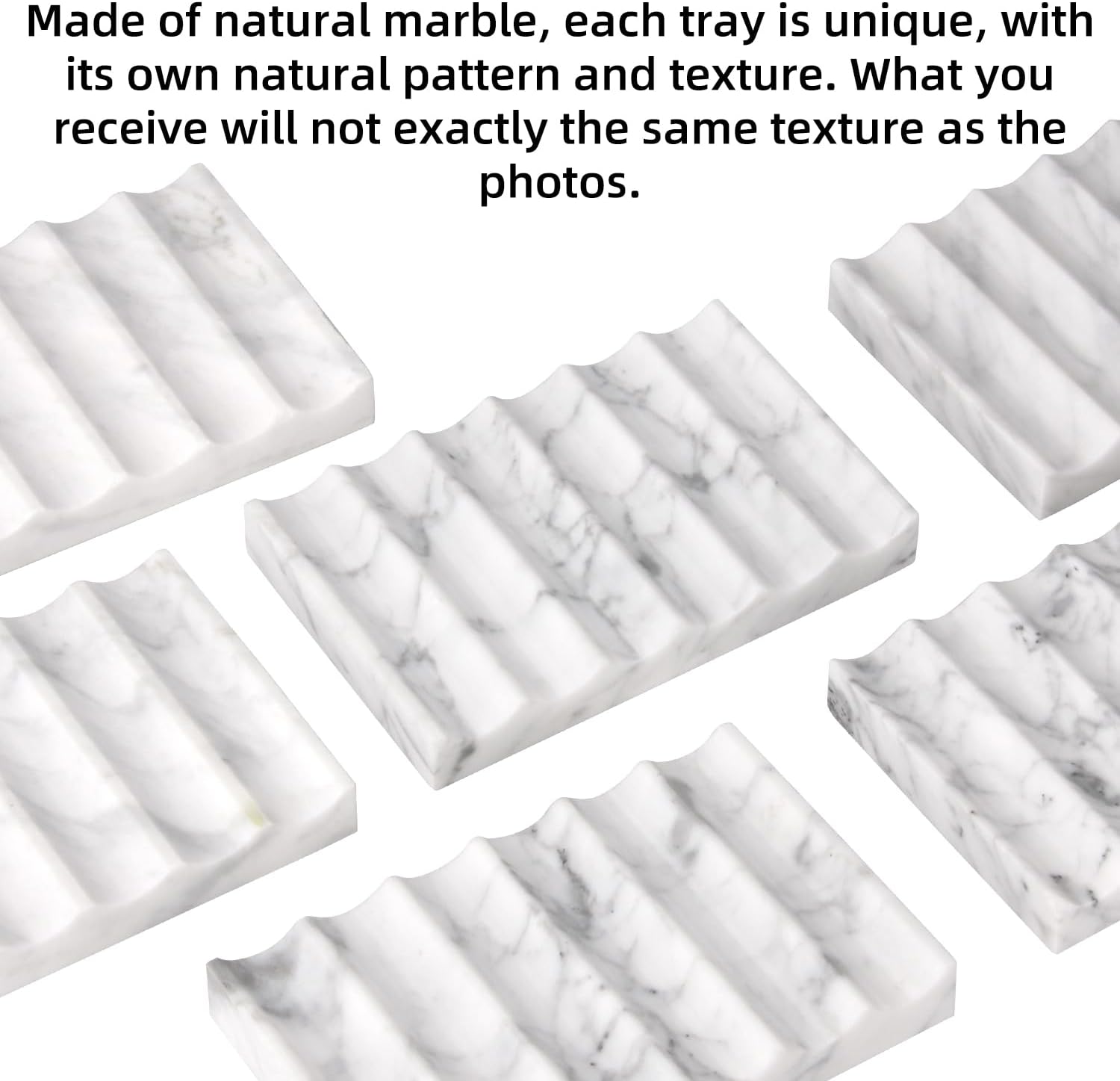 Marble Soap Dish Tray, Self Draining Stone Soap Holder, Carrara White