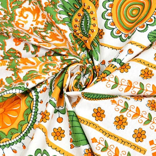 Image of BLOCKS OF INDIA Hand Block Printed Cotton Daylight Curtains with Eyelets(Set of 2 Curtains)