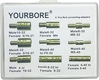 Vista 2 de Adaptadores de montaje de varilla de limpieza de pistola 9 piezas Pack 5-40 8-32 10-32 5/16-27 M4 Hilos en macho o hembra