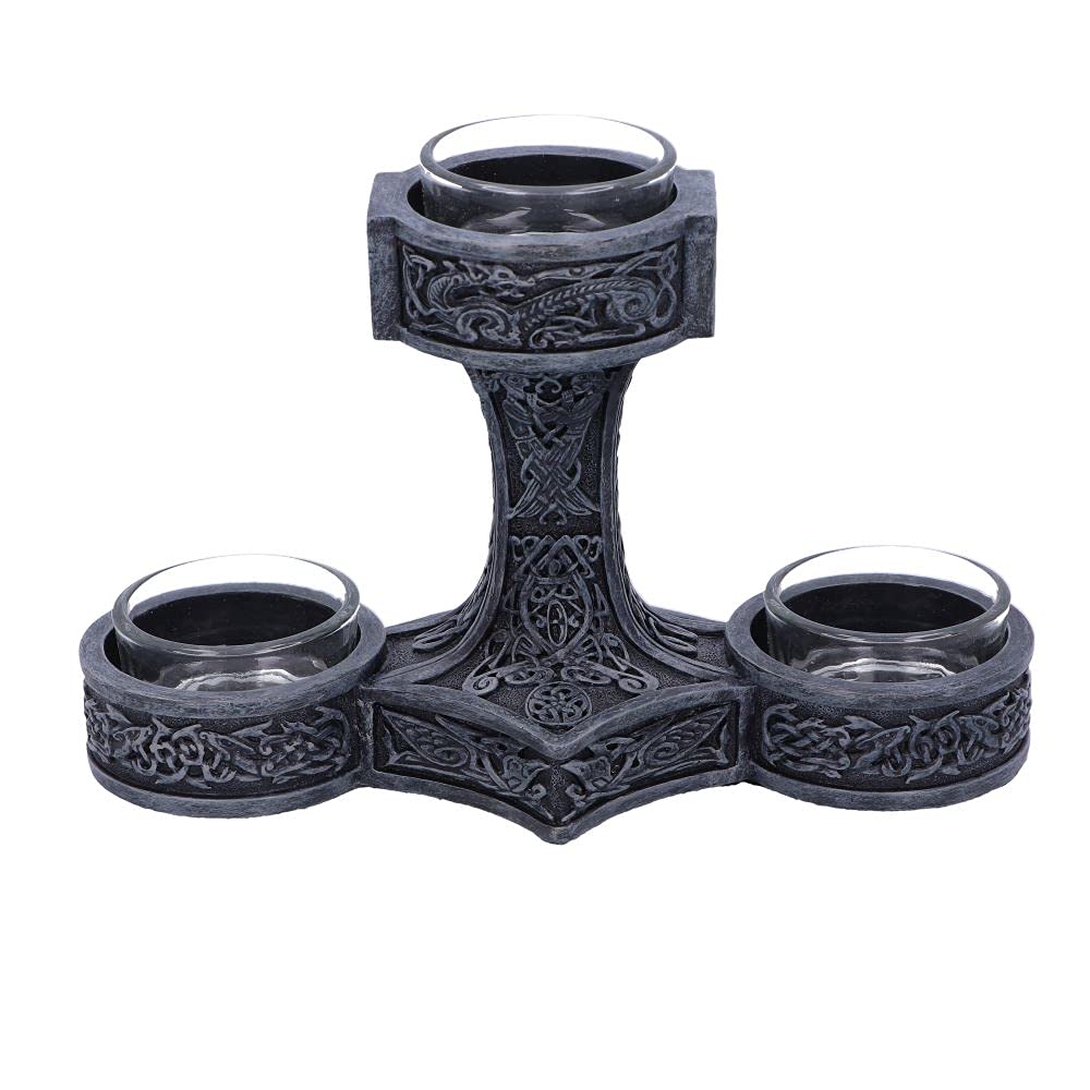 Nemesis Now Thor's Hammer Tea Light Holder 18.5cm, Silver D5753U1