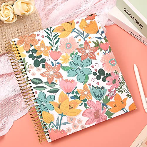 Cagie Floral Hardcover Spiral Notebook 8.5 X 11 For Women 200 Pages Spiral Bound Journal With Large Pockets For Note Taking Writing, College Ruled #TOP1