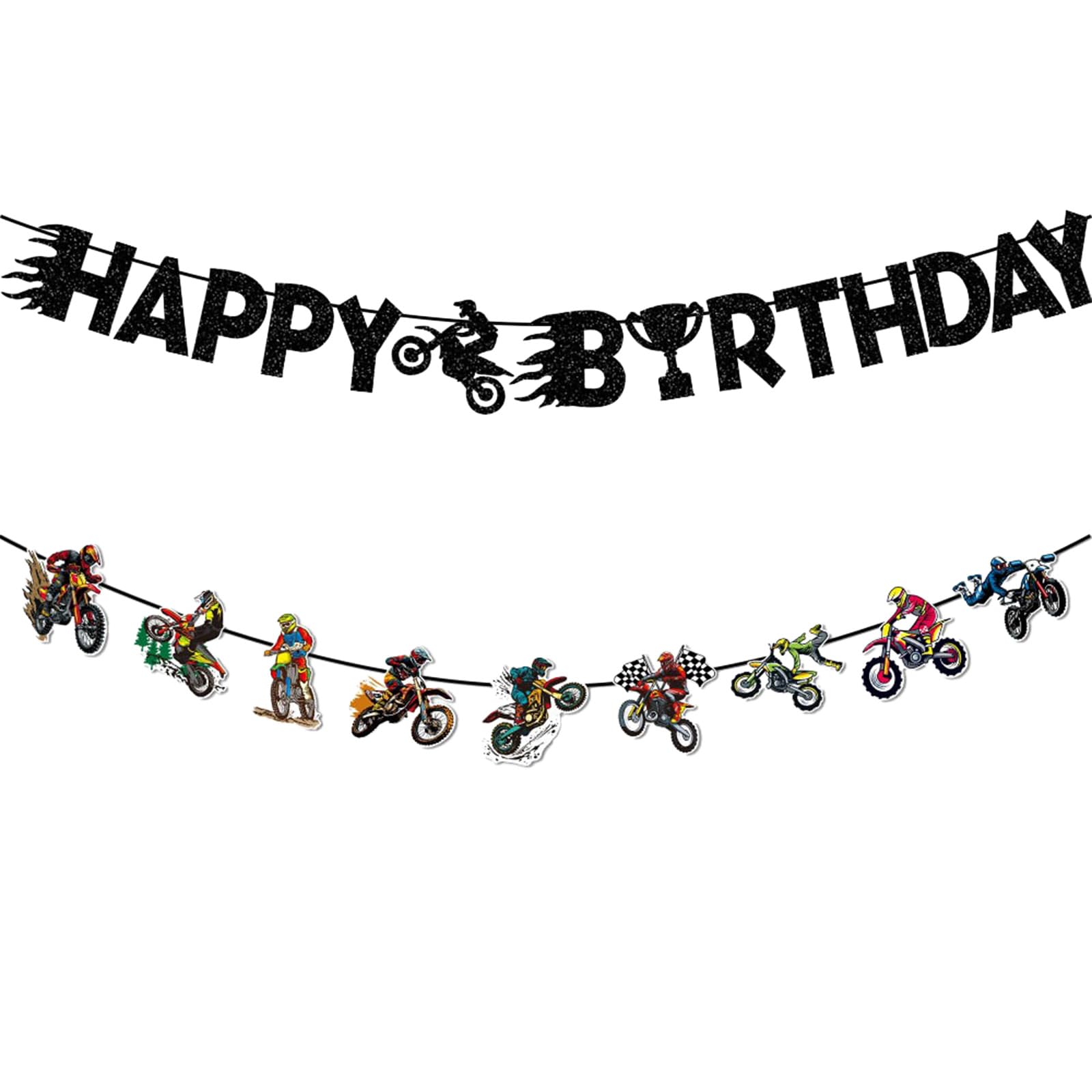 Ligynotu Dirt Bike Party Decorations Set Motocross Happy Birthday Banner