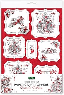 Katy Sue Greyscale Christmas Die-Cut & Silver Foiled Paper Craft Toppers for Christmas Card Making Supplies. Contains 50 Individual Card Toppers On 6 Sheets by Katy Sue Designs Card Making
