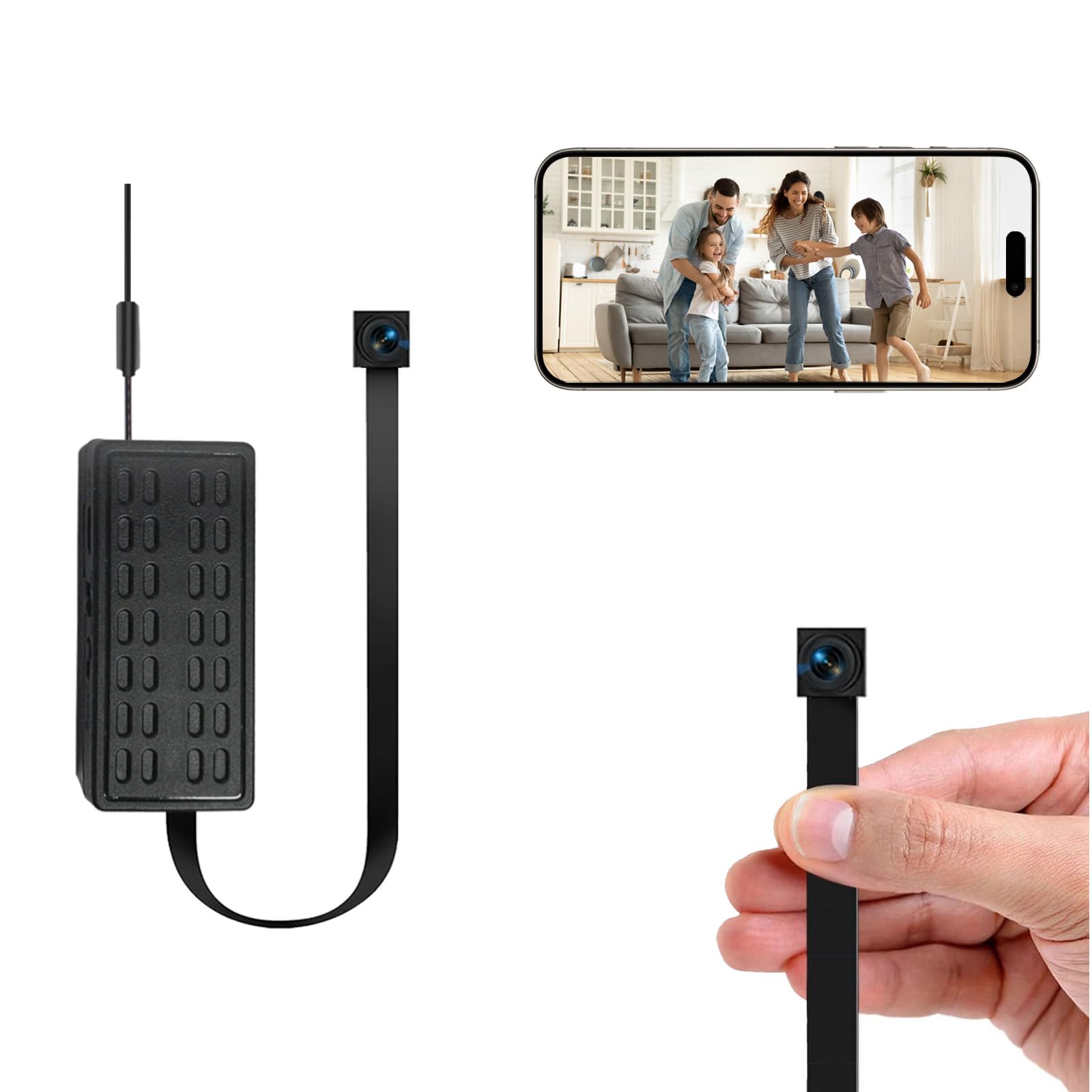 Cámara oculta Nanny Cam - Mini cámara espía WiFi 1080P con detección de movimiento, grabadora de bucle portátil inalámbrica para el hogar, oficina, bebé, monitoreo de mascotas