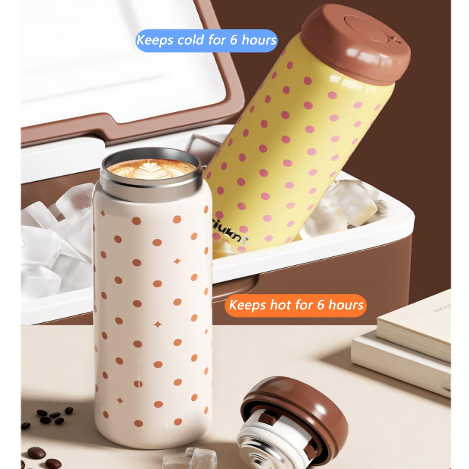 320ml / 11oz, Taza Termo, Vaso Cafe Termico, Sellada y A Prueba de Fugas, Ligera y Portátil, El Regalo para Mujeres(Yellow)