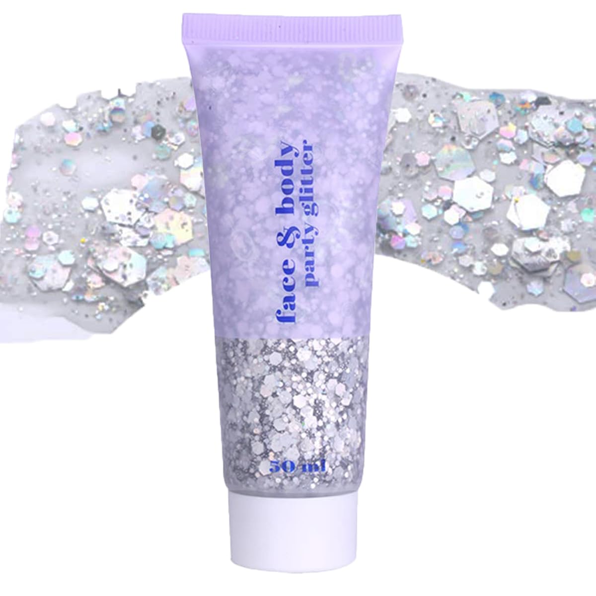 Silver Mardi Gras Out for Women Face Glitter Gel,Carnival Rave Accessories,Singer Concerts Body Glitter, Music Festival Hair Sequins Face Glitter Paint Makeup,50ML