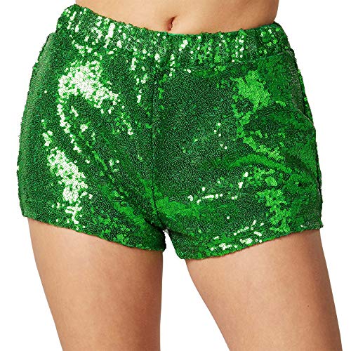 dressforfun 900996 Damen Pailletten Glitzer Shorts, sexy Kurze Hose Shorts,...