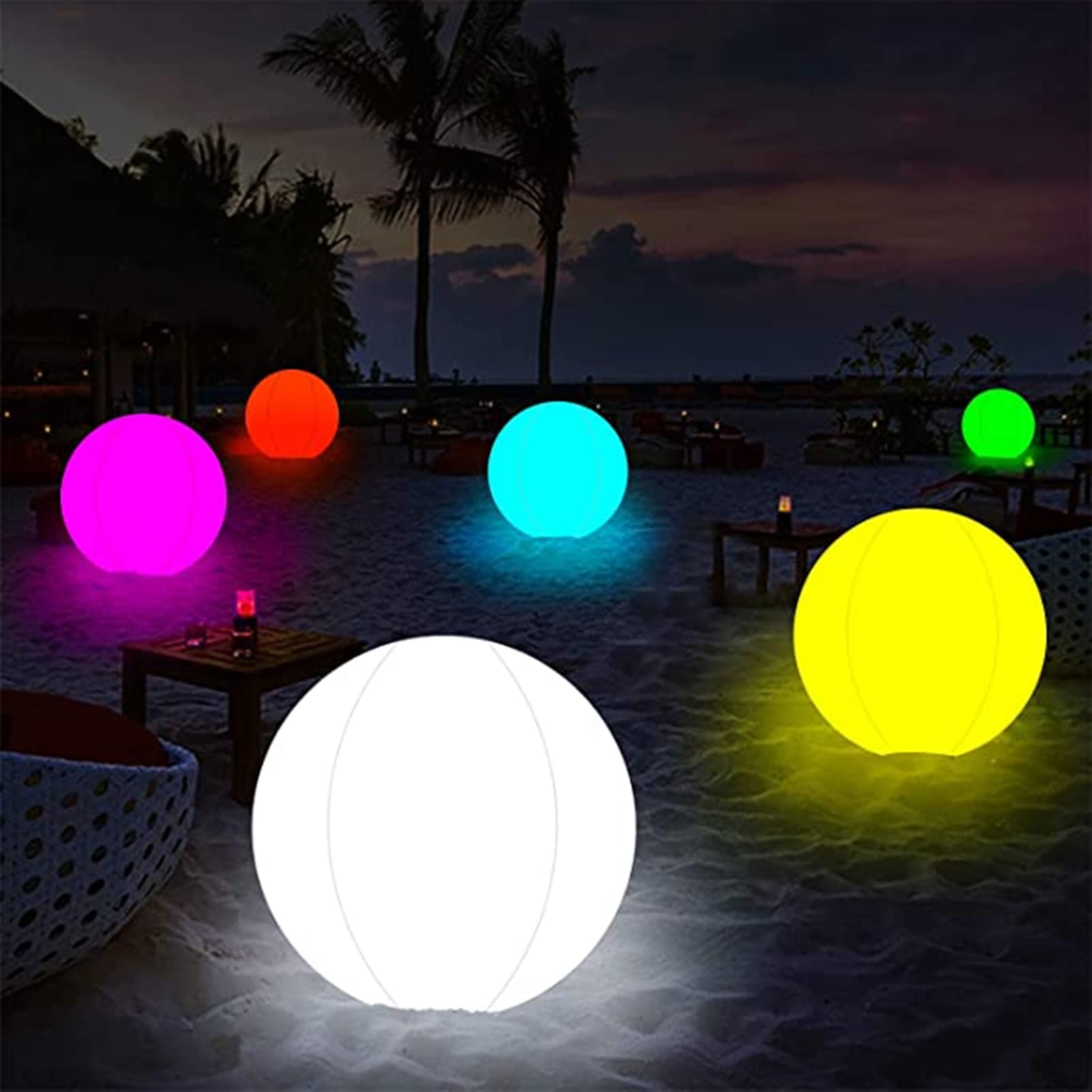 7U Pool Toys 16'' Inflatable LED Light Up Beach Ball with Remote, Pool Floating Toys 16 Colors Glow Ball, Glow in The Dark Home Patio Garden Swimming Party Decorations (1 PCS)