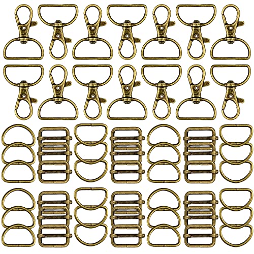 Hotop 56 Pieces D rings for purse bag hardware purse hardware for bag making buckles craft (Bronze 30 mm)
