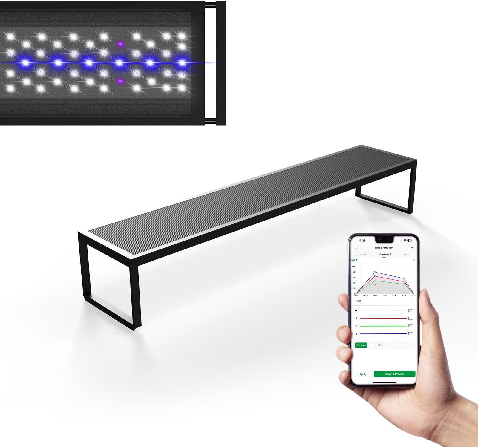 MagTool Full Spectrum Auto Aquarium LED Light with App-Controlled | 18-24 inch Extendable Fish Tank Light for Fresh Water Plants with 3 Adjustable Modes with Timer. Brite 45 for 10-30 Gallon Tank.