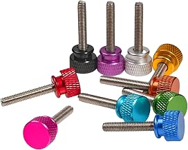 Tuercas moleteadas con rosca, 10 unidades M3/M4, aleación de aluminio anodizado de color, tornillos moleteados de doble escalón (rojo, M3 x 12 mm)