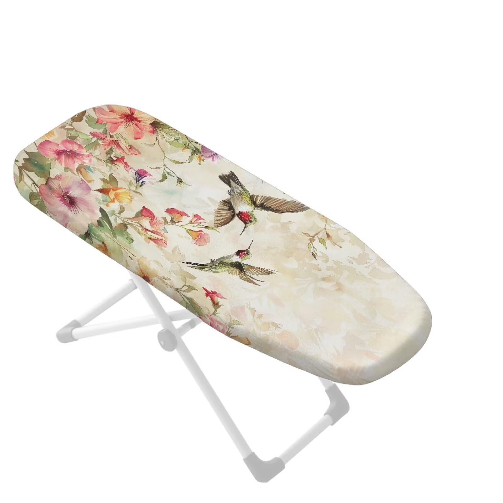 Couple Hummingbird Flower Ironing Board Cover with Elastic Edge 14x24 Inches Stretchy Table Top Ironing Board Protector Home Replacement Ironing Accessories