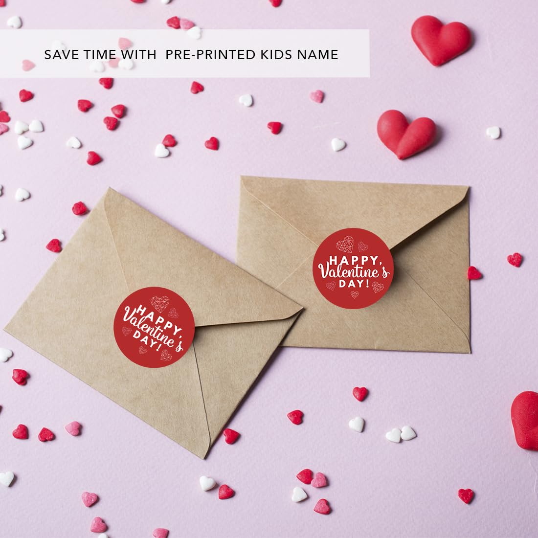 Happy Valentine's Day Stickers - 72PCS 2-Inch Round Labels For Gifts, Cards & Envelopes (Self-Adhesive, Waterproof)