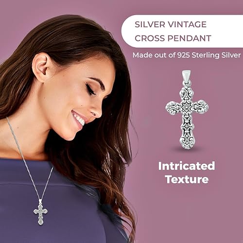 Miniatura 4 de SHOP LC 925 Sterling Silver Cross Pendant for Men Oxidized Swirling Celtic Religious Women Jewelry Gifts Catholic Faith Christian Birthday Gifts