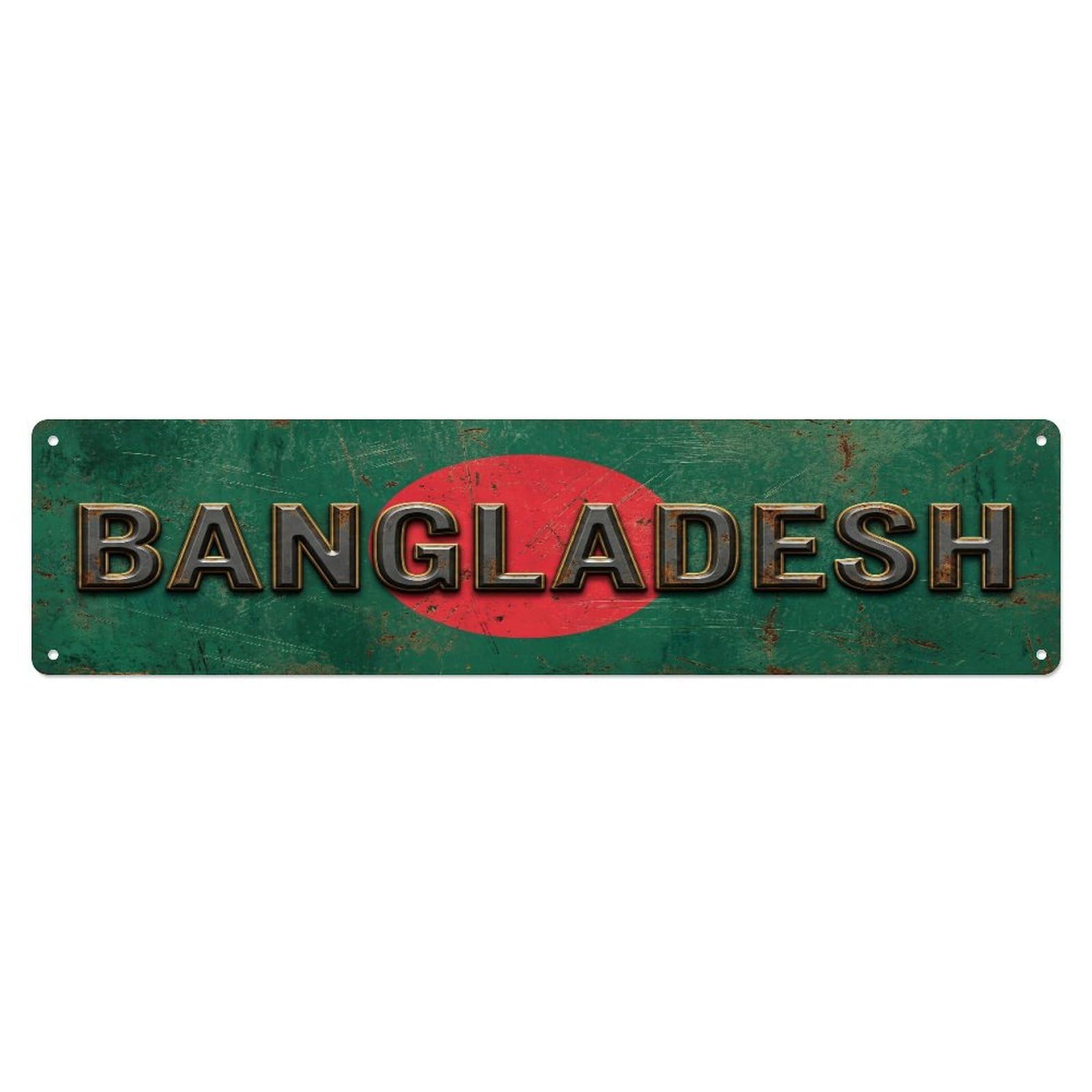 Fqcyn Style Metal Tin Sign Vintage Bangladesh Flag Pattern