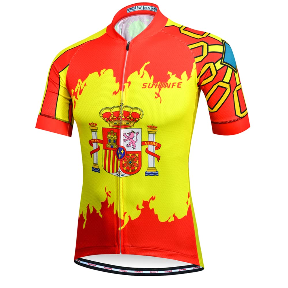 SUHINFE Mens Cycling Jersey, Quick Dry and Breathable Cycling Top for MTB and Road Bike, Summer