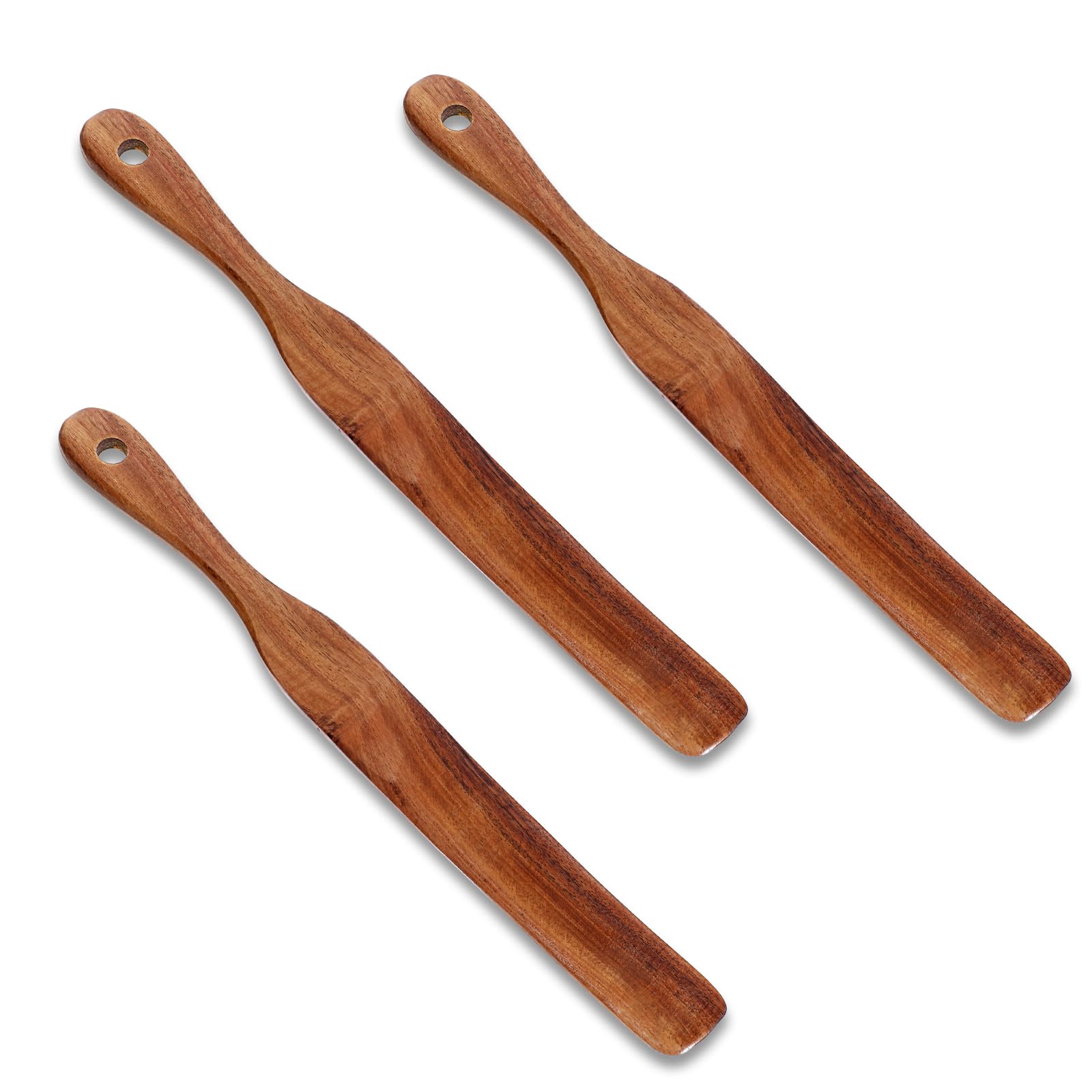 Photo 1 of 3pcs Skinny Spurtle for Sourdough Starter Mixing Reaching Bottom of Jar Dough Whisk Bread Stirring Spurtles Teak Utensils Tools Flat Stirring Stick Wood Kitchen Utensils for Starte Baking Cooking Gift