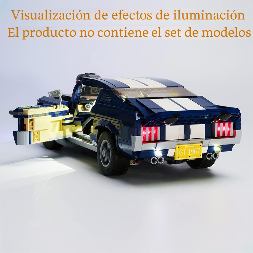 GEAMENT Conjunto de Luces LED por Ford Mustang - Compatible con Lego Creator 10265 de Bloques de construcción (Juego Modelo no Incluido)