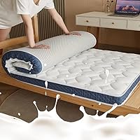 Vista 2 de Colchón de futón japonés para el suelo, colchón portátil de campamento, tapete plegable de tatami, colchón de piso enrollable, almohadilla para Gris1