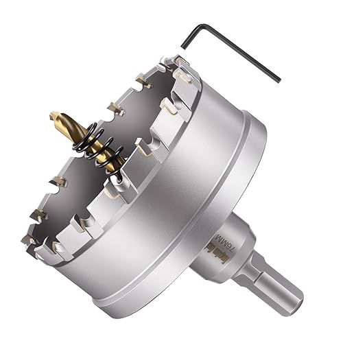 Miniatura 35 de METALLIXITY Kit de sierra perforadora de 1.732 in (1-47/64 pulgadas), cortador de agujeros de carburo de tungsteno con broca central, llave