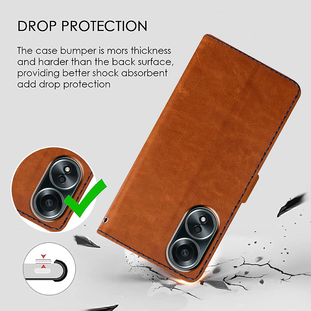 Oppo A58 Flip Cover - Leather Wallet with Stand -3