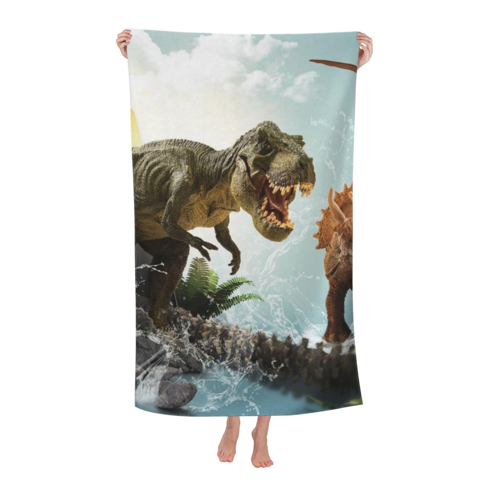 LSRCPD Beach Towel Dinosaur Microfiber Beach Towels Blanket Oversized Tropical Big Extra Large XL Pool Towels Quick Dry Sandproof for Women Girls Kids