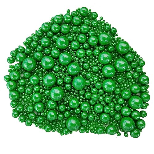 Image of Edible Christmas Green Sugar Pearls Candy Sprinkles 120G / 4.23Ounce Baking Cake Sprinkles Cupcake and Cake Topper Cookie Decorations Wedding Party Valentines Halloween Christmas Supplies