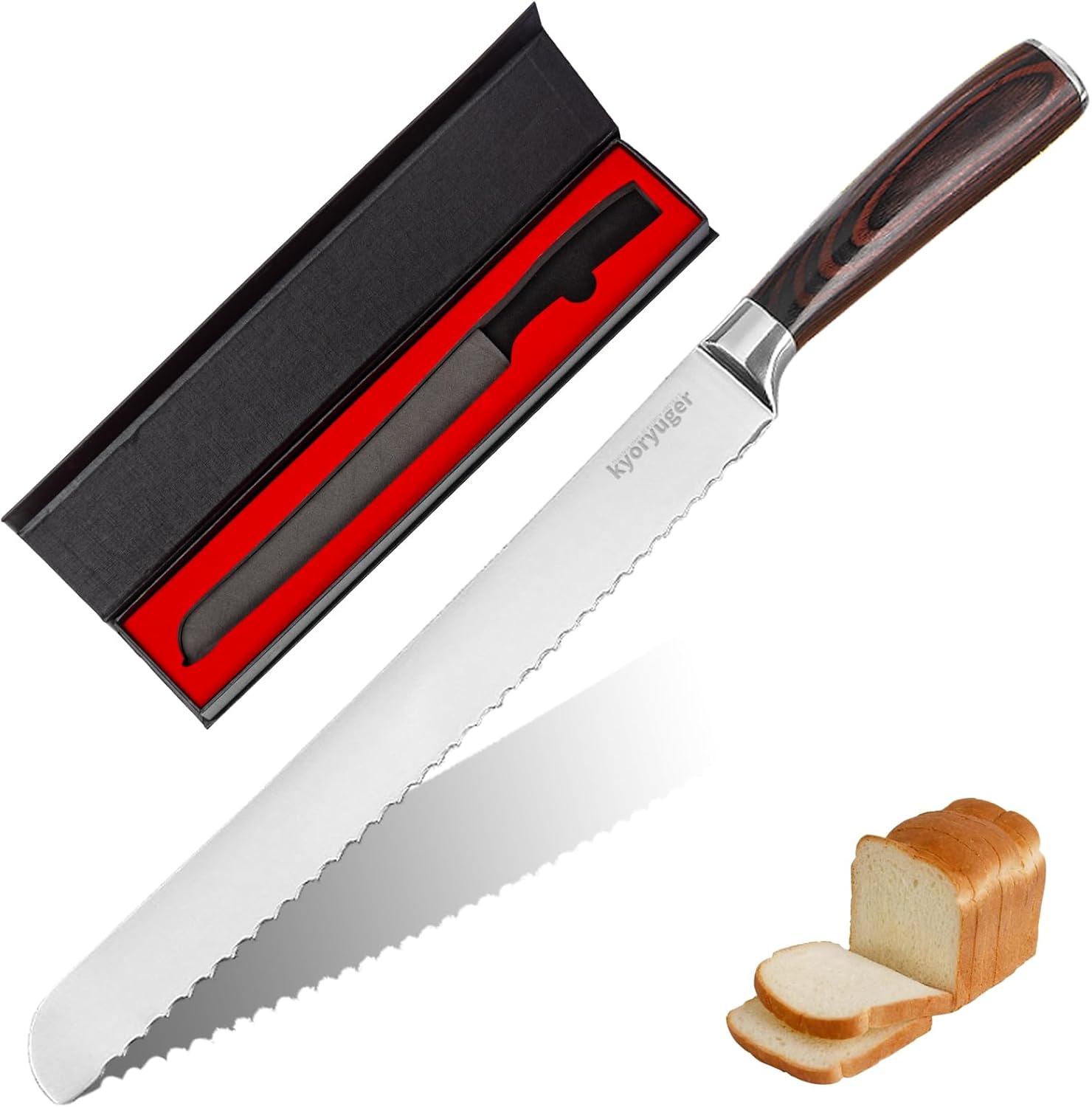 kyoryuger Bread Knife 8 inch, Ultra Sharp Serrated Knife
