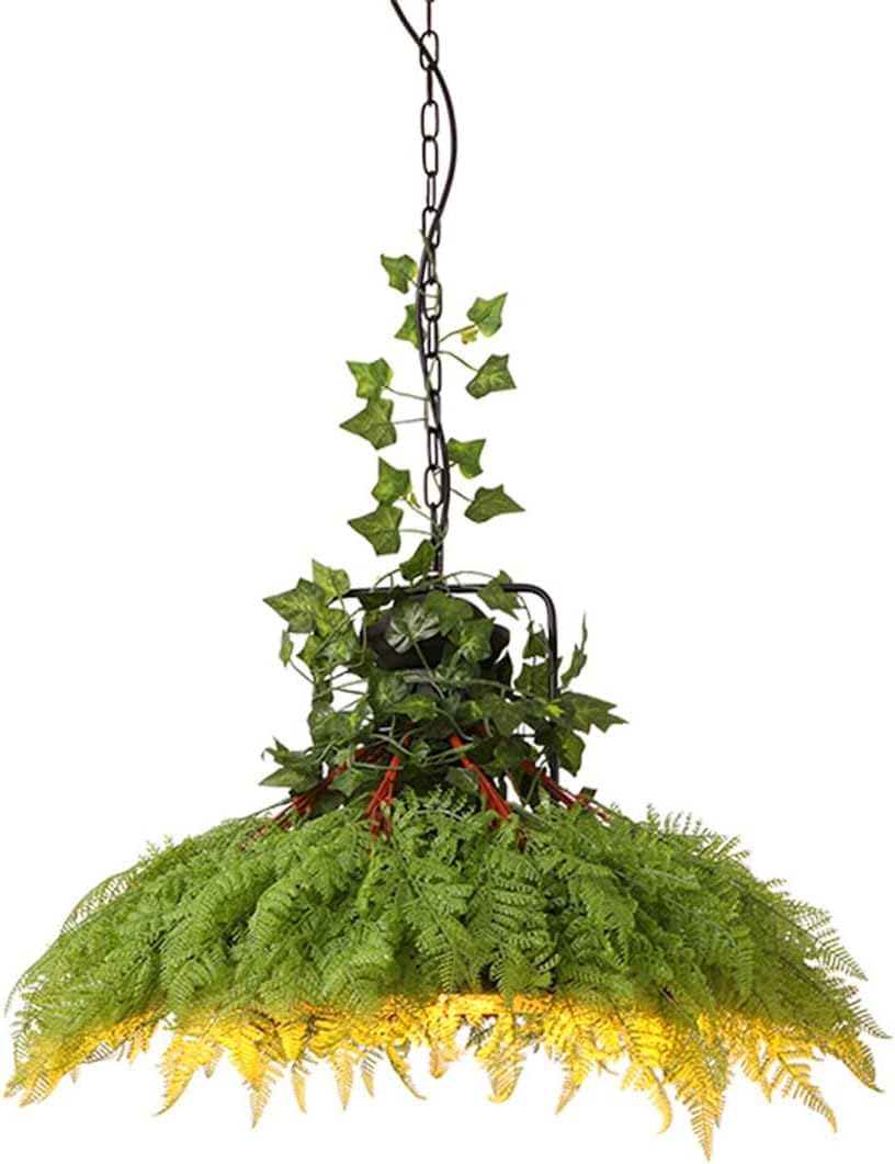 Lustre industriel en métal et fer avec cache-pot intégré pour une décoration végétale unique
