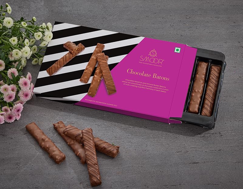 SMOOR Premium Chocolate Batons | Creamy Couverture Chocolate Covered Sticks With Real Almond & Hazelnut | Tasty & Crunchy | Perfect for Snacking,Birthday,Anniversary,Gifting |140g