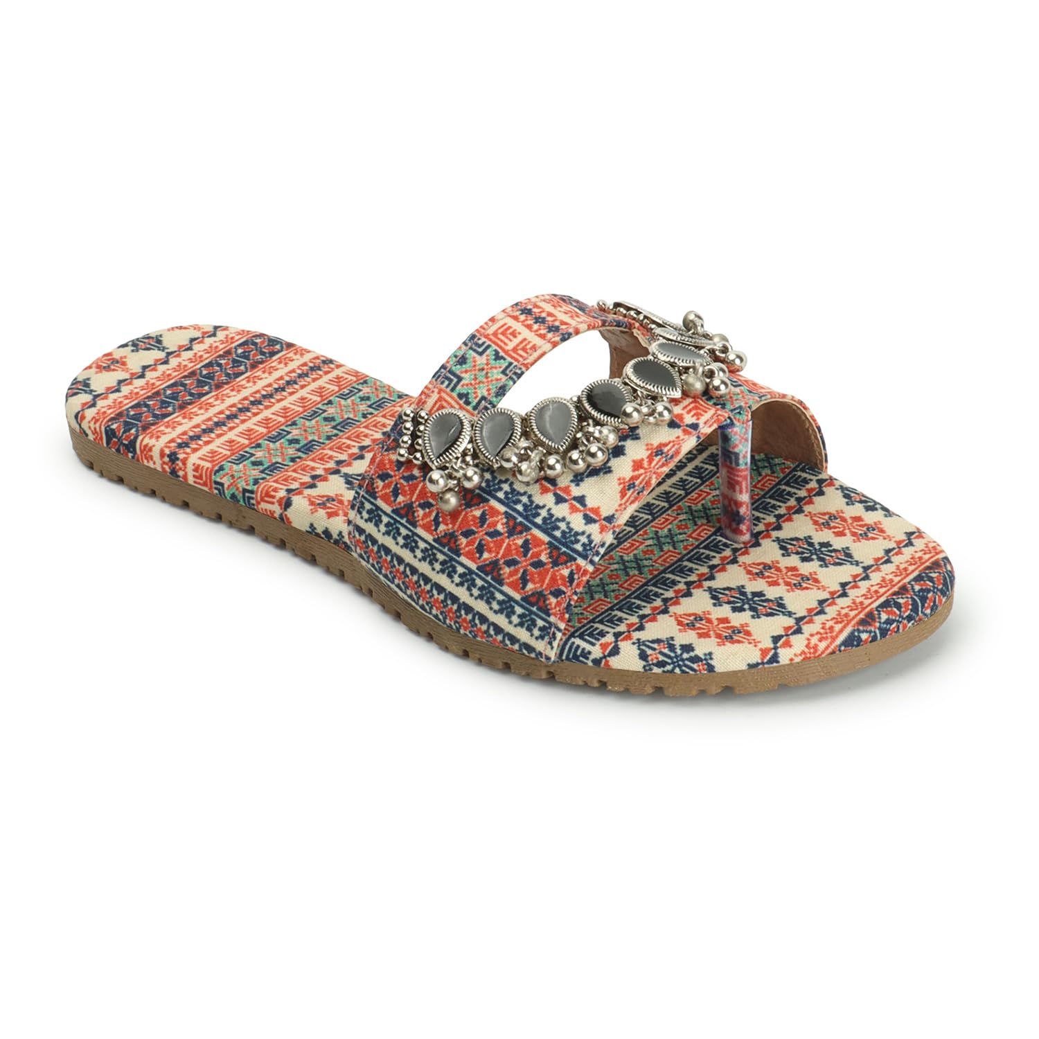KKF Womens Rajasthani Printed Payal Fancy Style Flat Sandals, Summer Trendy Slip-On Chappal (Brown) (B0CW345ZZY) Amazon Price History, Amazon Price Tracker