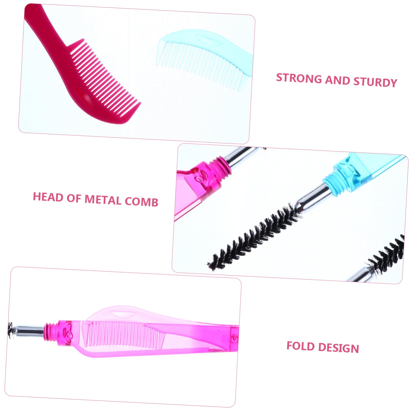 Mikinona 2sets Eyelash Combs Eyebrow Brushes Lash Separator Makeup Tools Plastic Handle Easy to Use Grip 6pcs*2 Random Color