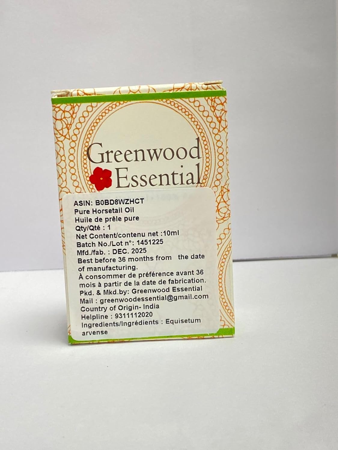 Greenwood Essential Pure Horsetail Oil (Equisetum arvense) Cold Pressed 10ml (0.33 oz)