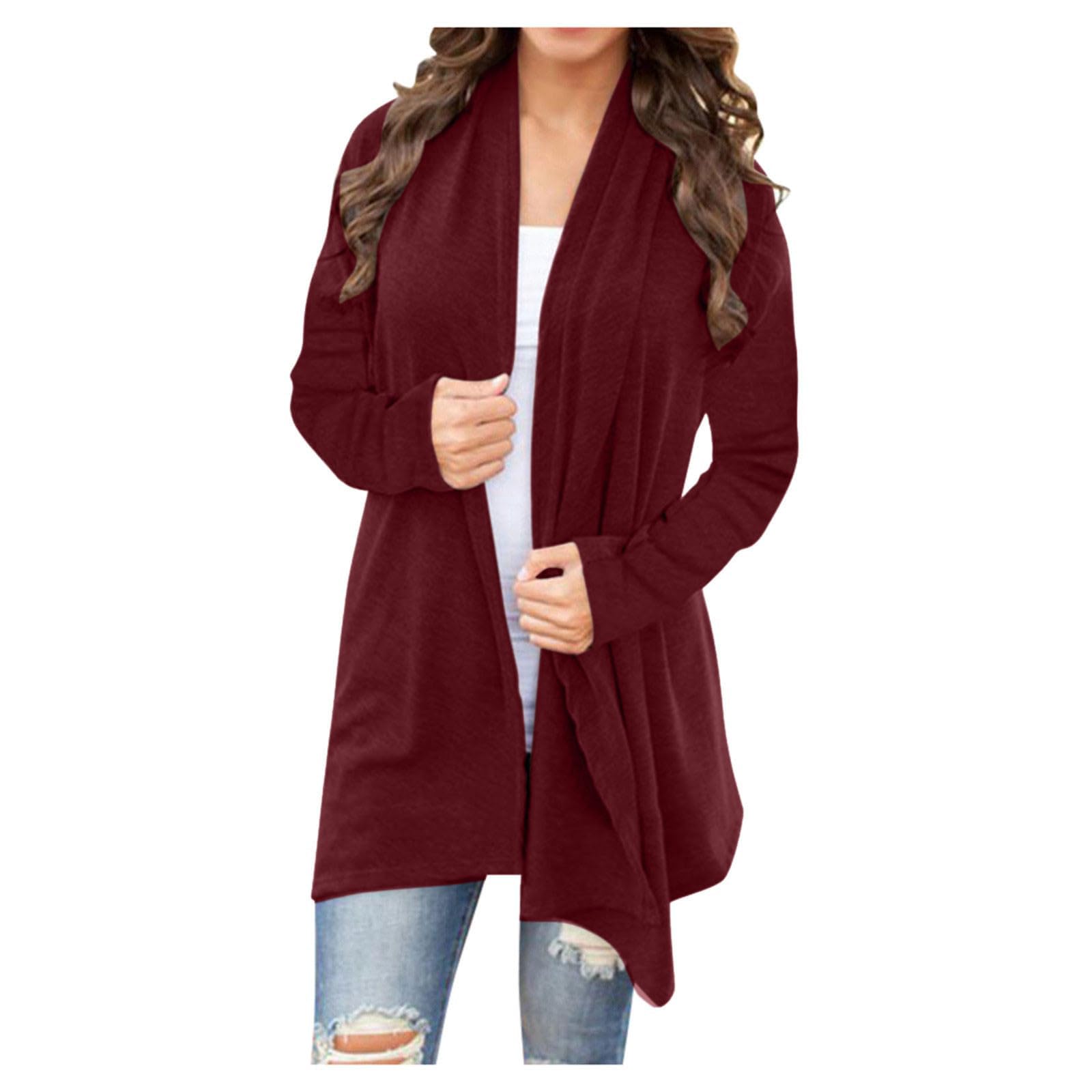 Womens Cardigan,Women'S Lightweight Solid Open Front Long Cardigans Long Sleeve Draped Coats Soft Jacktes Outwear