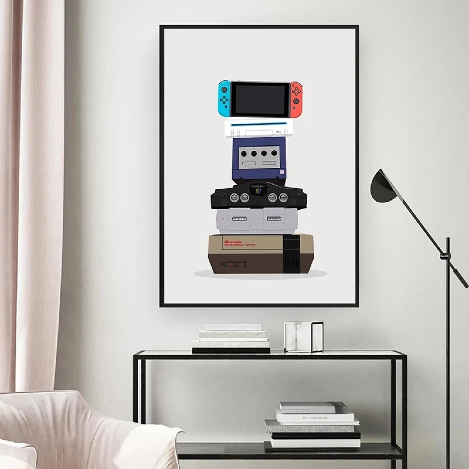 BMGKYAGL Cuadros en lienzo de videojuegos retro para decoración de pared, póster con mando de gamepad, 80 x 120 cm x 2, sin marco