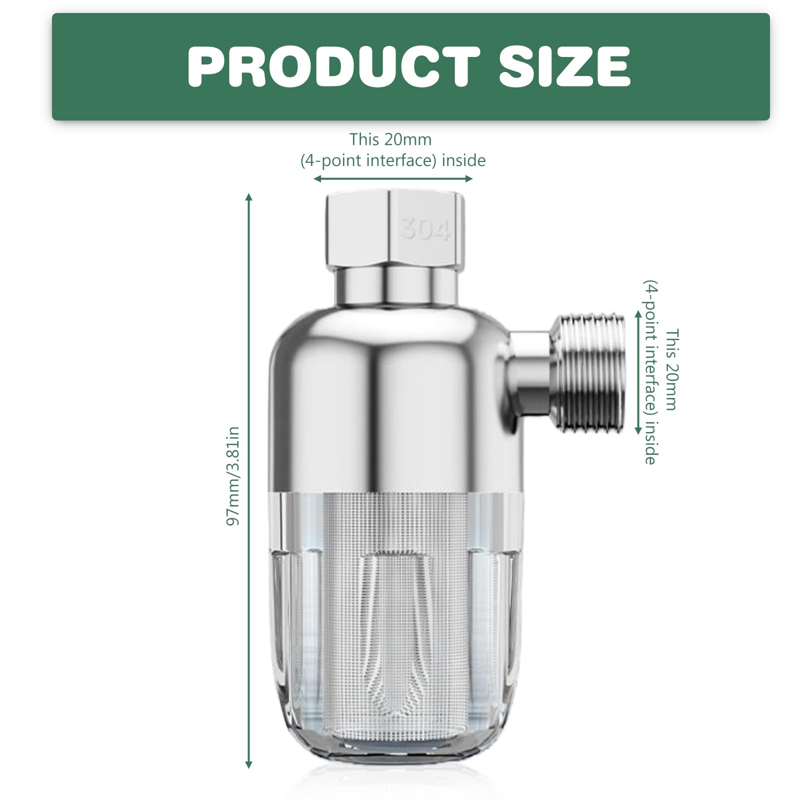 3 filtri dell'acqua per doccia, prefiltro per sistema idrico, 1/2 pollici, filtro anticalcare in acciaio inox da 40 μm, filtra efficacemente le impurità per toilette/lavatrice/rubinetto