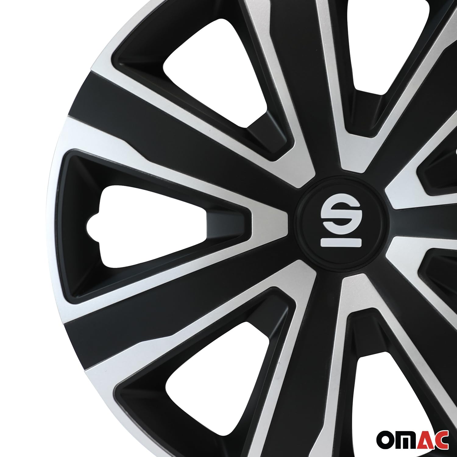 Set 4 Copricerchi Sparco Varese 15 Pollici - Argento/Nero Per Auto