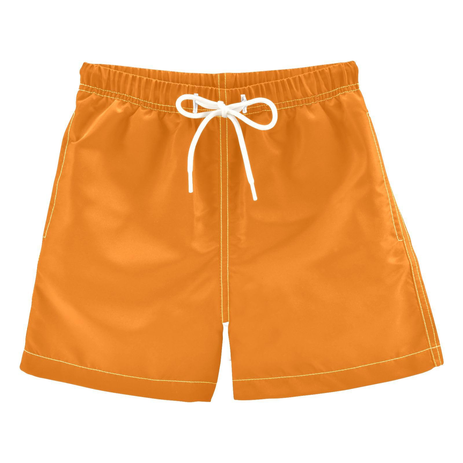 FLildon Orange Solid Color Boys Swim Trunks with Mesh Lining Quick Dry Beach Board Shorts, 4T