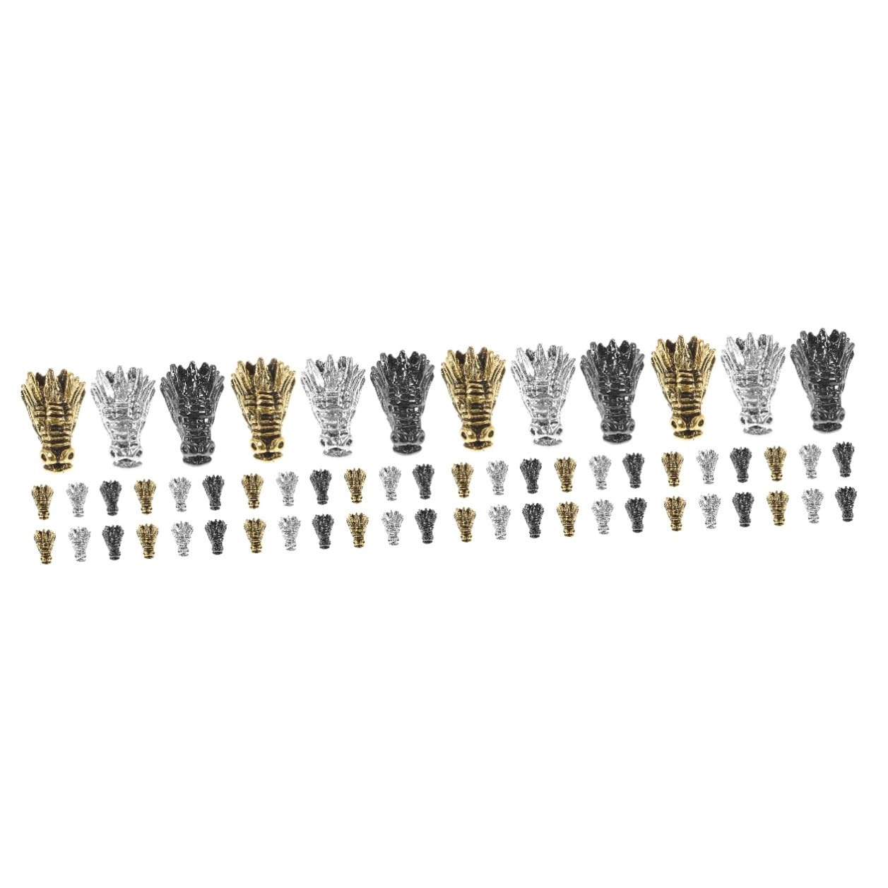 60 Piezas Cuentas Espaciadoras Cabeza de Dragón Pequeñas Abalorios Decorativos de Aleación para Pulseras DIY Accesorios Creativos para Joyería Artesanal