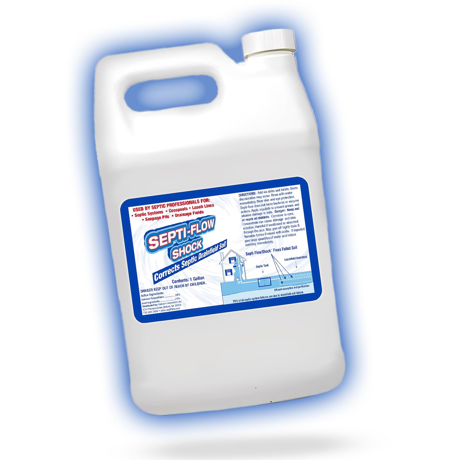 Septic-Flow | Septic System Shock Repair- Clears Drainfields, Dissolves Deadpan and Hardened Soil, Full Tank Treatment