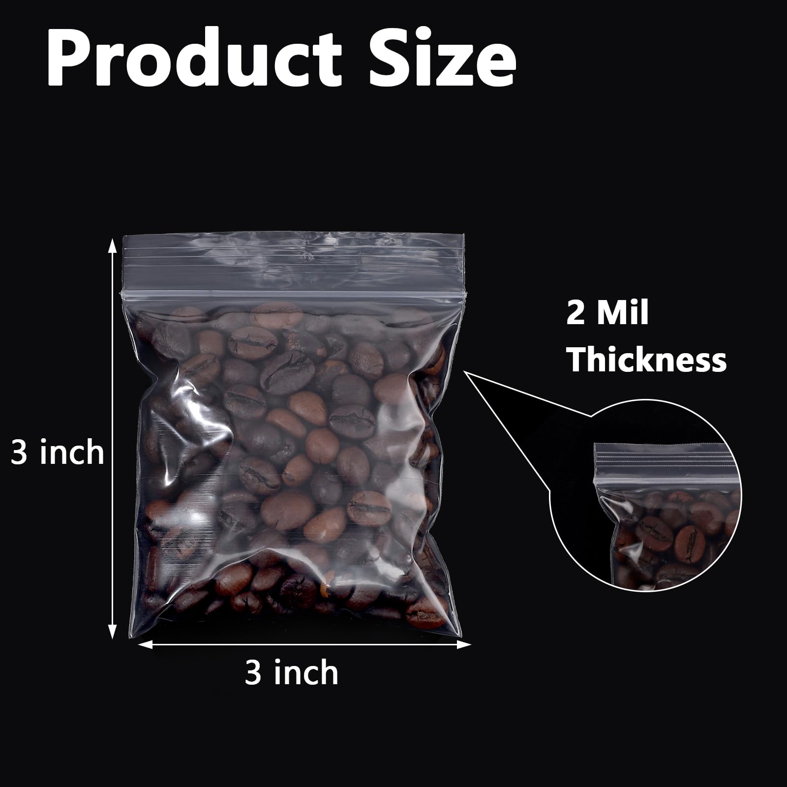 Mini Plastic Bags - 500 Pack | Clear Resealable -2