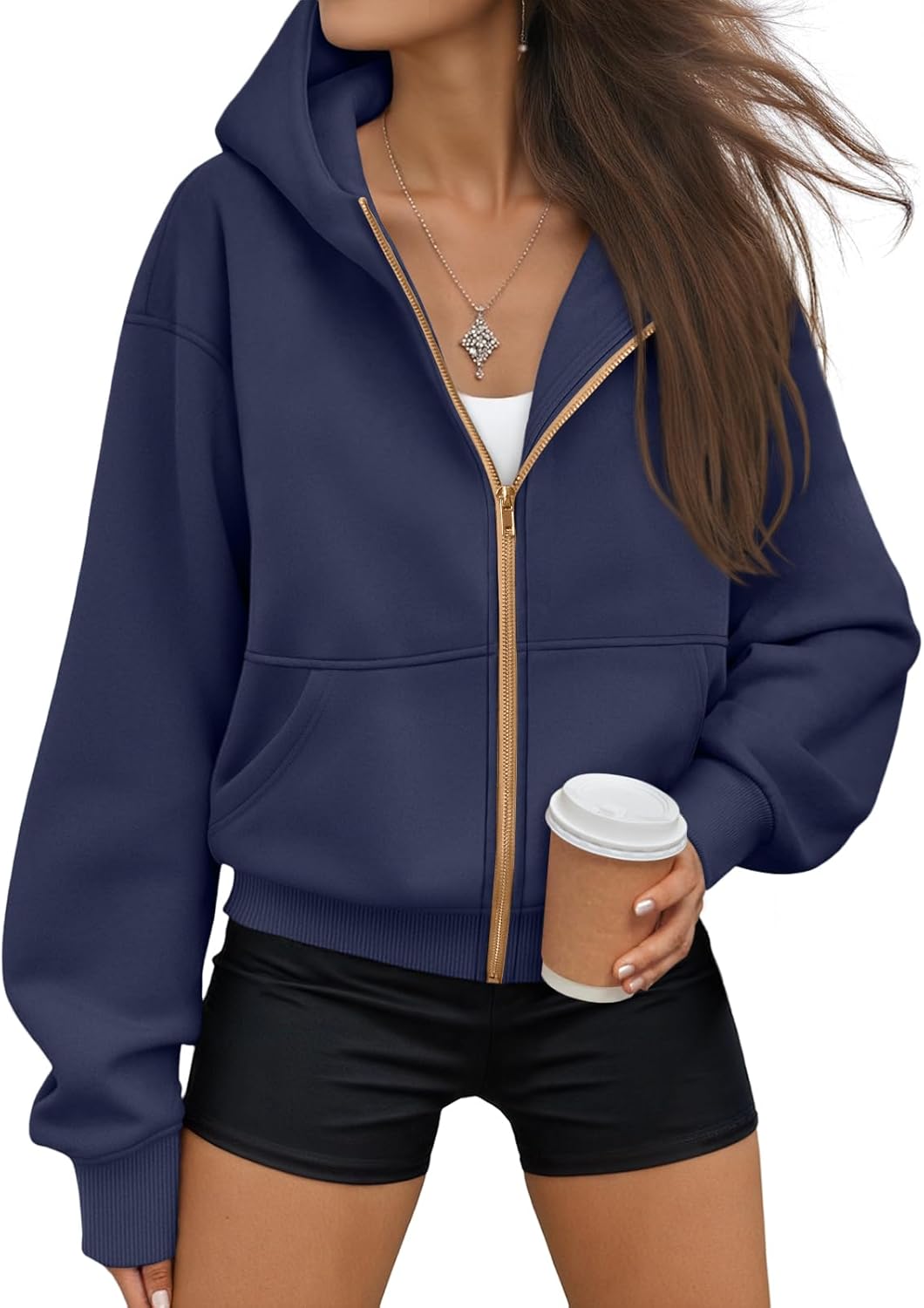 Тренд Куеен Воменс Зип Уп Хоодиес Фалл Фасхион Слатсхирт 2025. Одећа И2К Цроппед Јацкетс Цуте Винтер Оутфитс